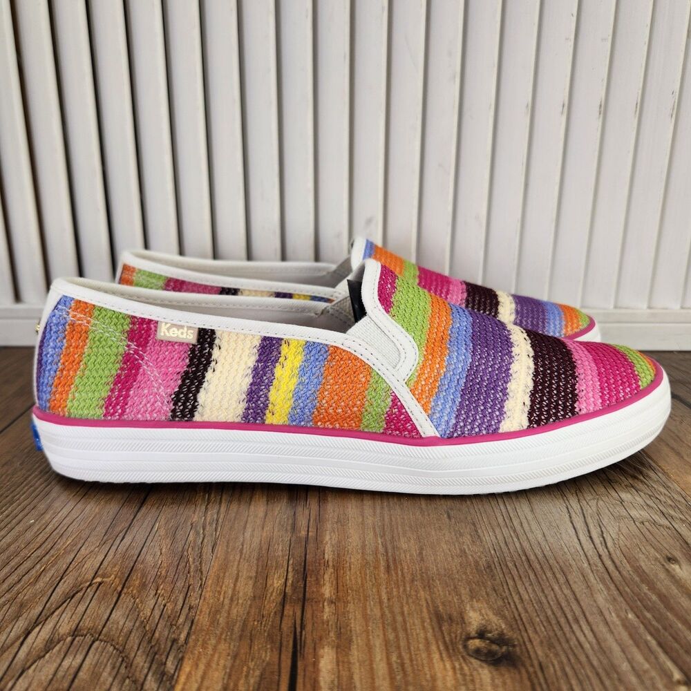 Keds Kate Spade New York Double Decker Crochet Slip On Shoes Womens Sz 9 Striped